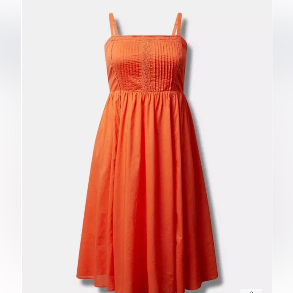 torrid Orange Midi Sundress with Smocked Bodice